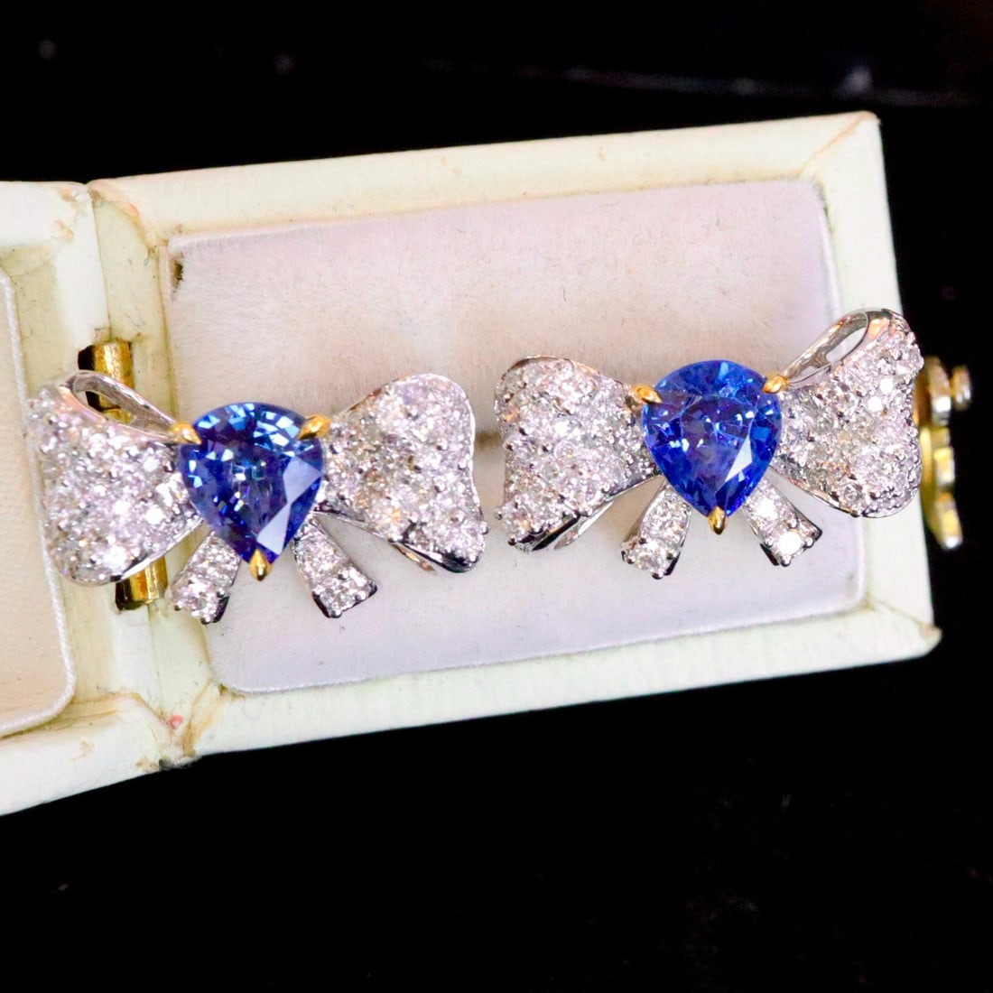 14k Gold 2.18 Ctw Natural Sapphire & Diamond Earrings - 2