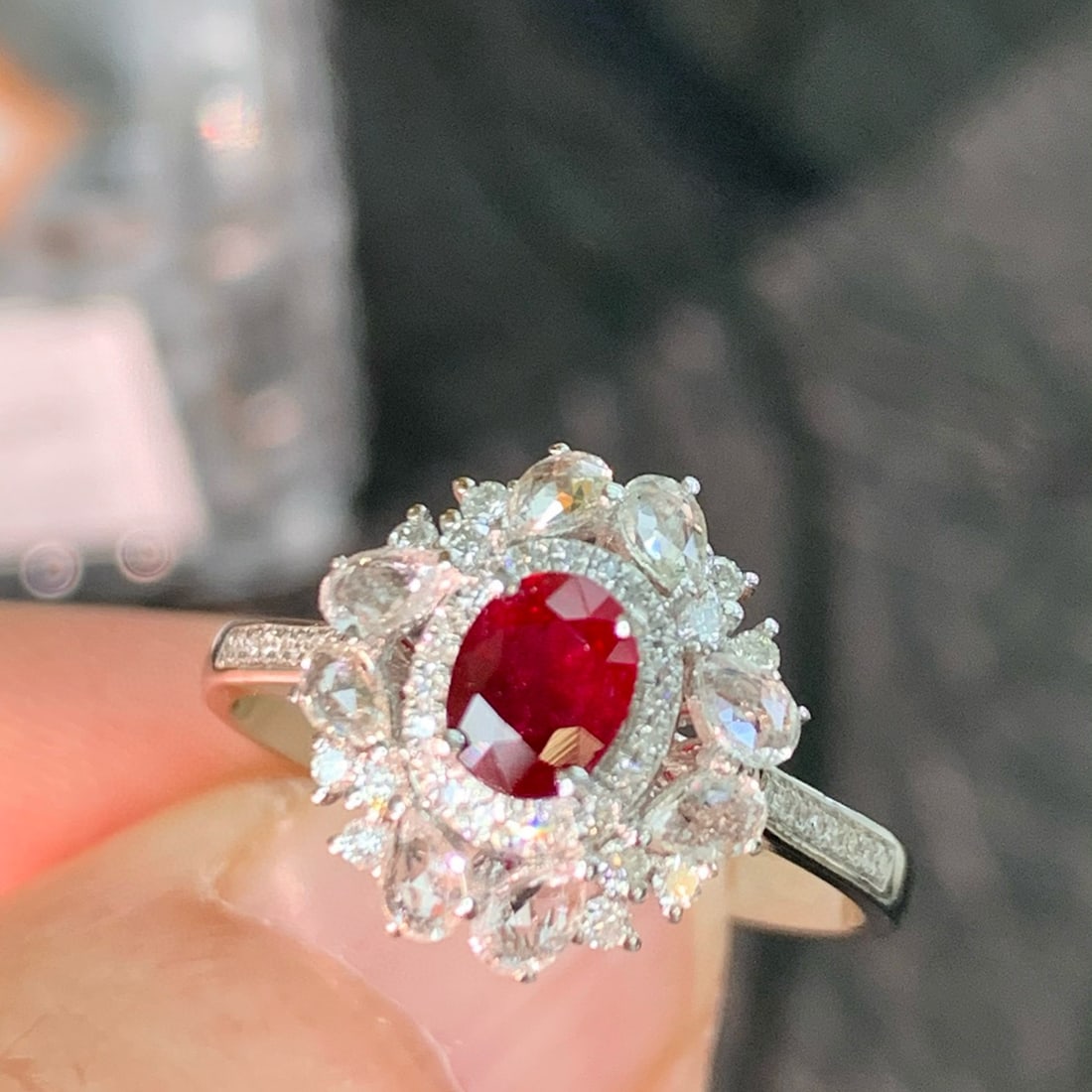 14k Gold 0.62 Ct Natural Ruby & Diamond & Sapphire Ring: Ref:230936335 // gold content:14k gold // ring size:7. 25us // // main gemstone:ruby // shape:oval // carat weight:0. 62ct // color:pigeonblood red // treatment:natural // // adjacent gemstone 2 : dia