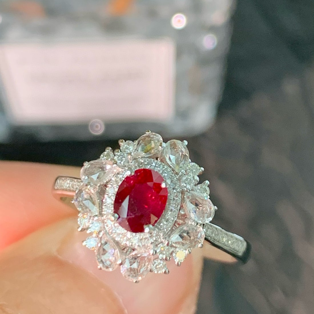 14k Gold 0.62 Ct Natural Ruby & Diamond & Sapphire Ring - 5