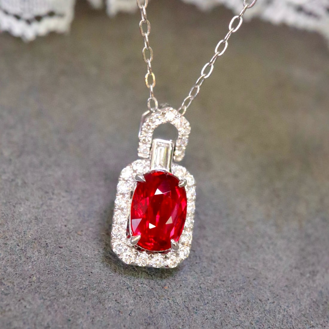 14k Gold 1.42 Ctw Natural Ruby & Diamond Pendant( Without Chain ) - 2