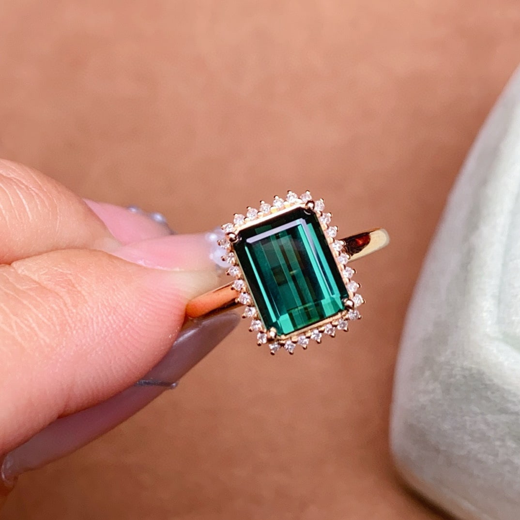 14k Gold 3.05 Ctw Natural Tourmaline & Diamond Ring - 2