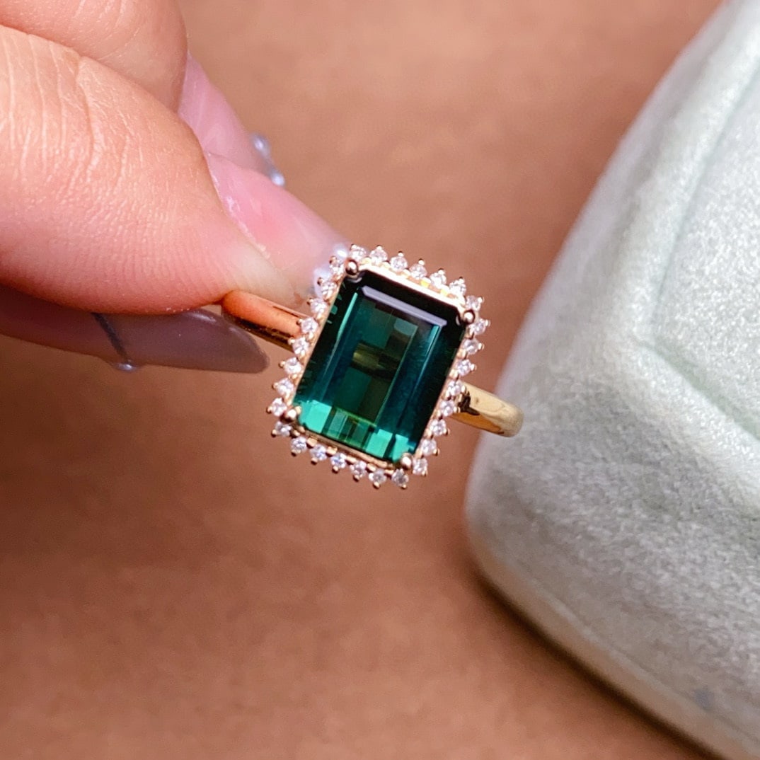 14k Gold 3.05 Ctw Natural Tourmaline & Diamond Ring - 4