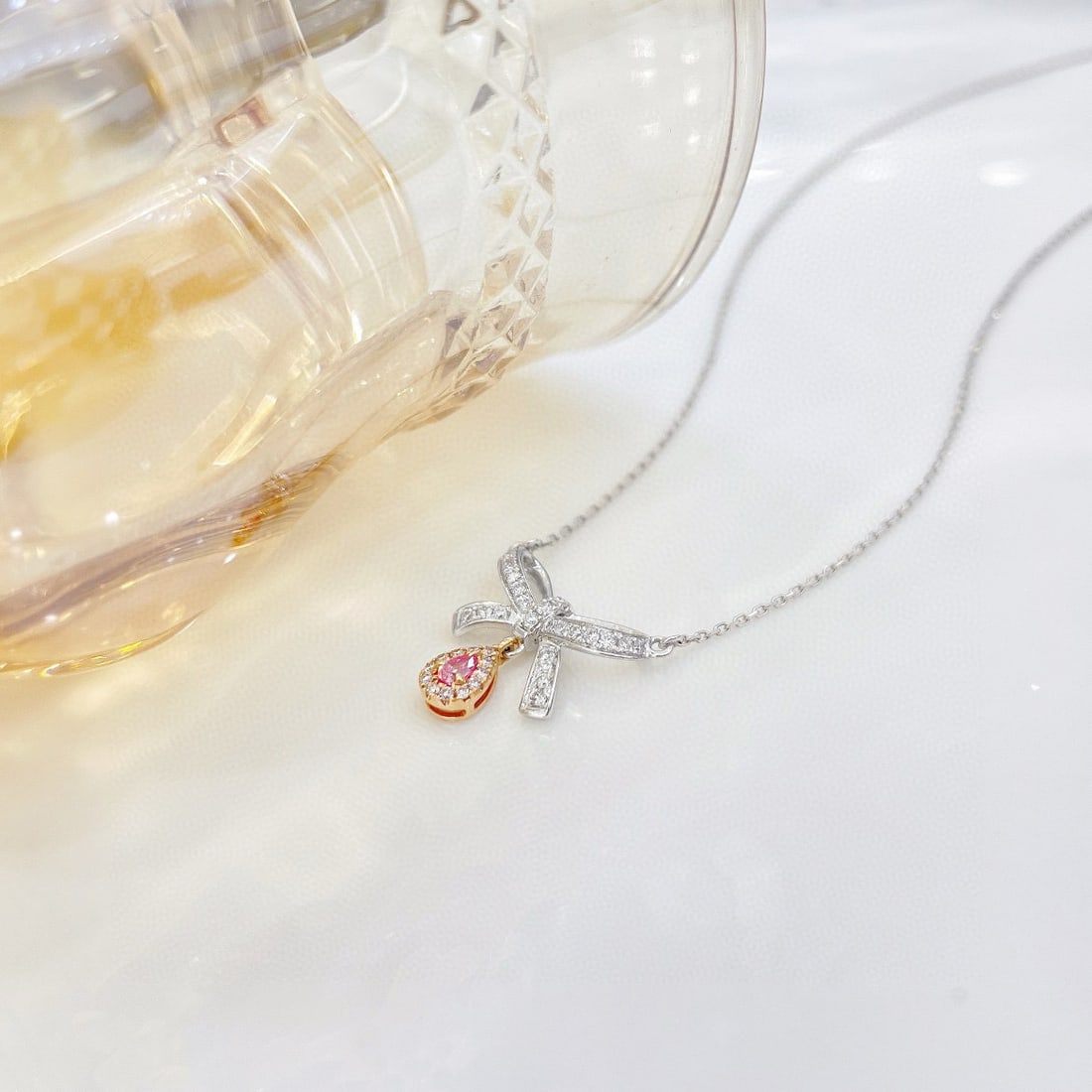 14k Gold 0.28 Ctw Natural Pink Diamond & Diamond Necklace - 4