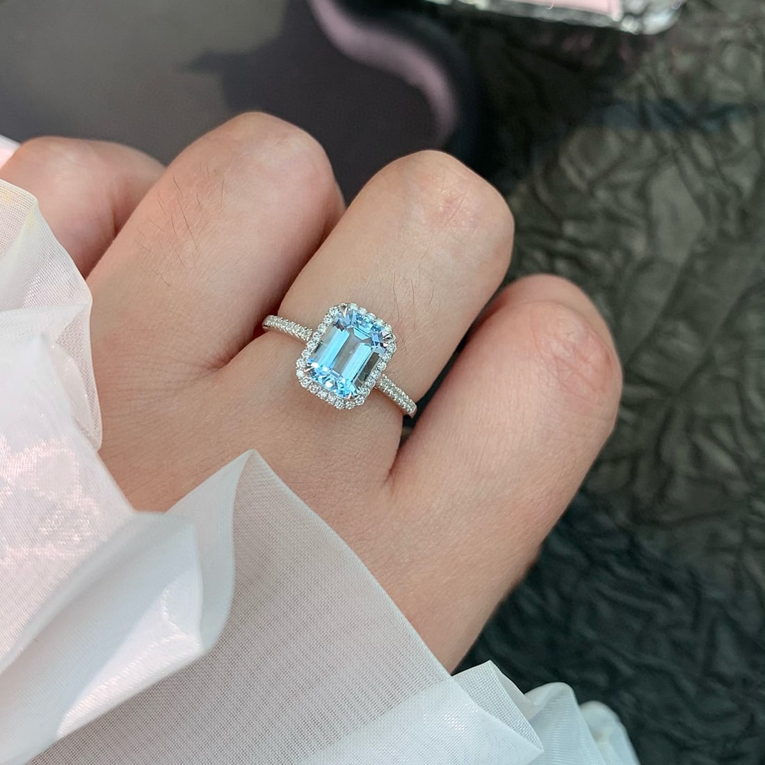 14k Gold 1.62 Ctw Natural Aquamarine & Diamond Ring - 5