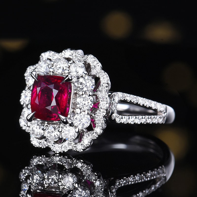 14k Gold 2.32 Ctw Natural Ruby & Diamond Ring/pendant( Without Chain ) - 2