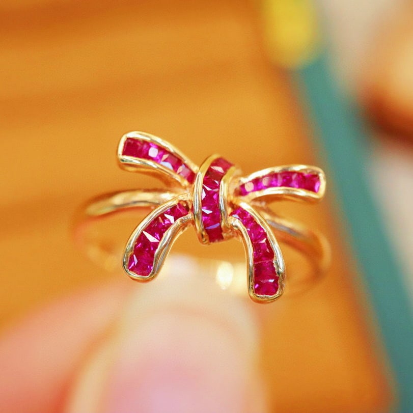 14k Gold 0.7 Ct Natural Ruby Ring - 3