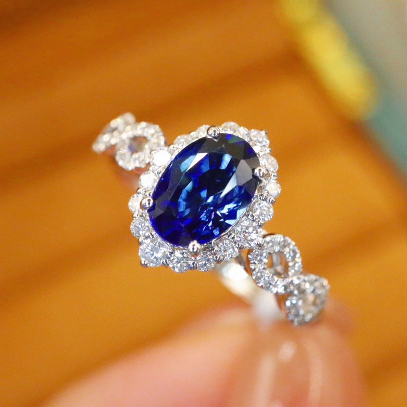 14k Gold 1.32 Ctw Natural Sapphire & Diamond Ring - 3