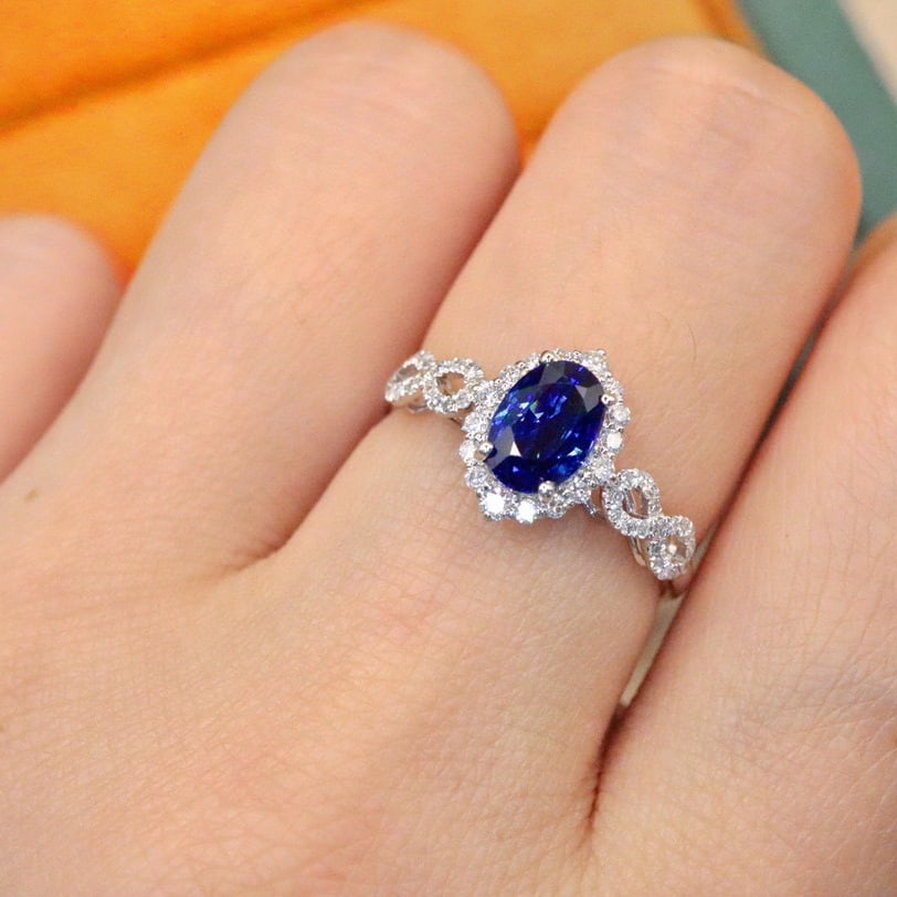 14k Gold 1.32 Ctw Natural Sapphire & Diamond Ring - 5