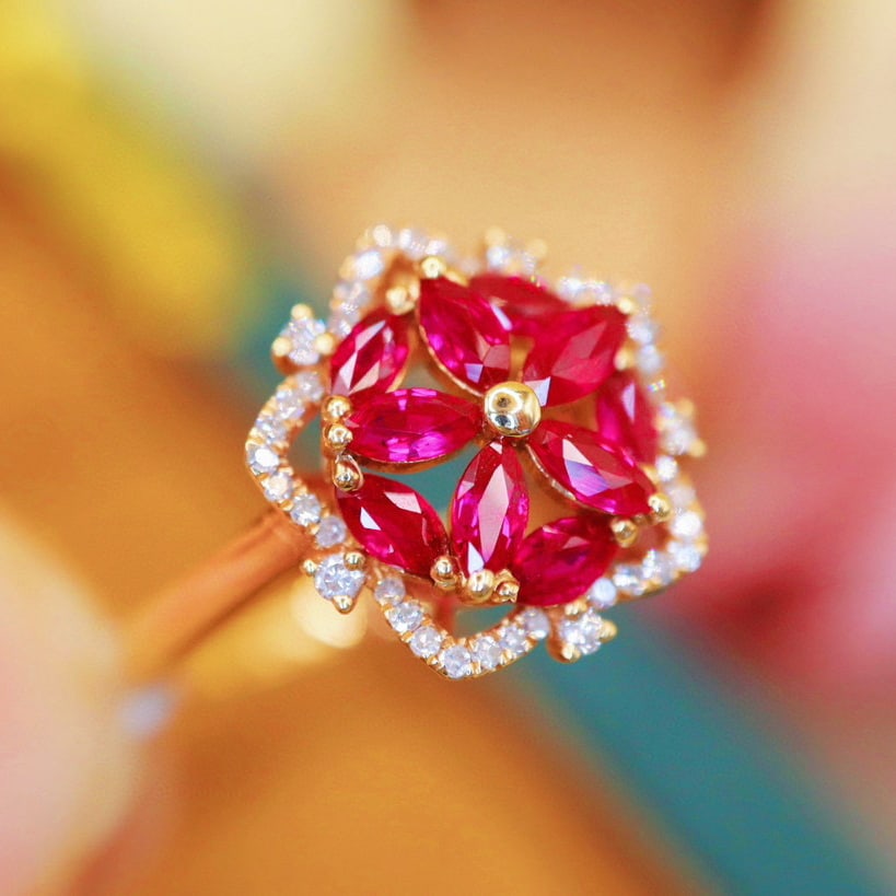 14k Gold 1.25 Ctw Natural Ruby & Diamond Ring - 2