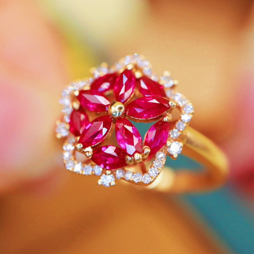 14k Gold 1.25 Ctw Natural Ruby & Diamond Ring - 3