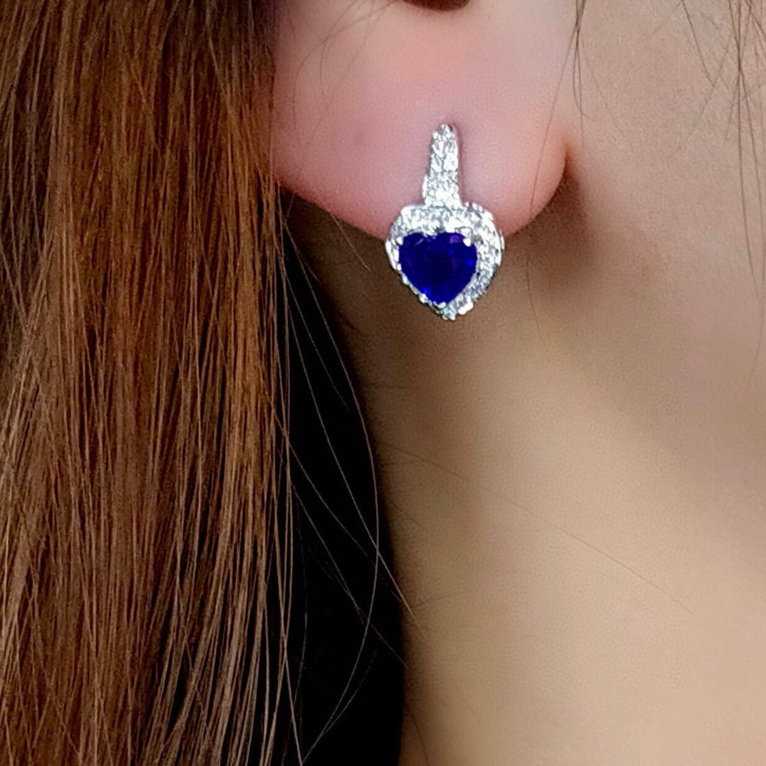 14k Gold 1.62 Ctw Natural Sapphire & Diamond Earrings - 4