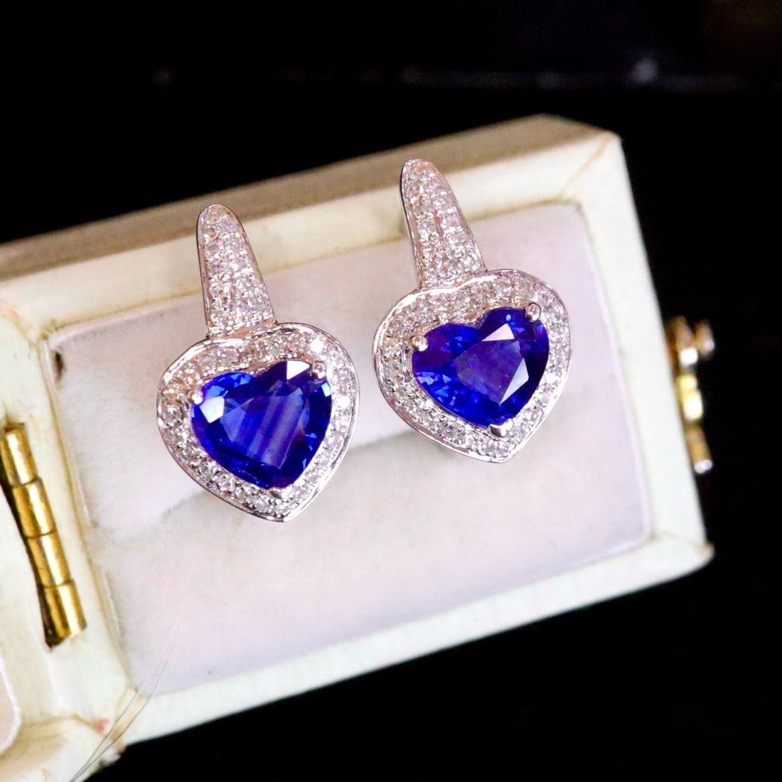 14k Gold 1.62 Ctw Natural Sapphire & Diamond Earrings - 5
