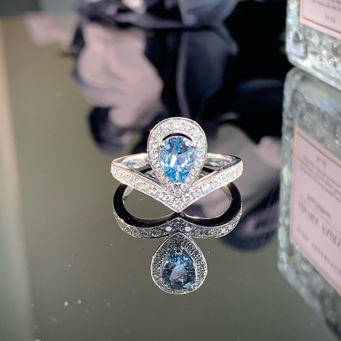 14k Gold 1.13 Ctw Natural Aquamarine & Diamond Ring - 4