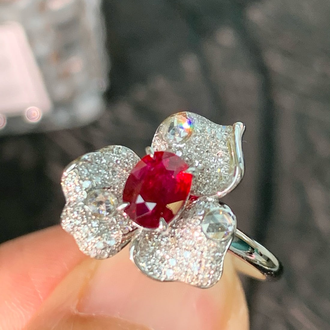 14k Gold 0.65 Ct Natural Ruby & Diamond & Sapphire Ring: Ref:230936374 // gold content:14k gold // ring size:7. 25us // // main gemstone:ruby // shape:oval // carat weight:0. 65ct // color:pigeonblood red // treatment:natural // // adjacent gemstone 2 : dia