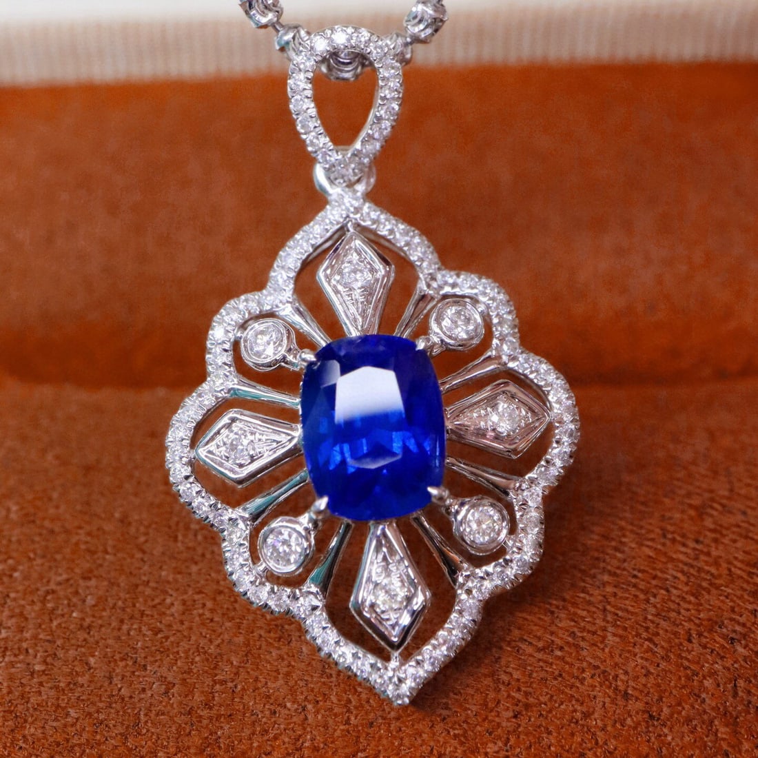 14k Gold 2.08 Ctw Natural Sapphire & Diamond Pendant( Without Chain ) - 3