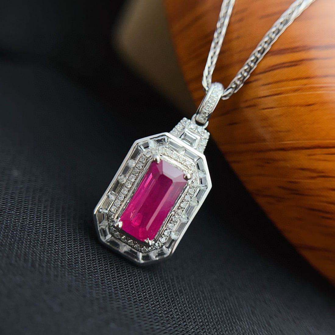 14k Gold 1.45 Ct Natural Ruby & Diamond & Sapphire Pendant( Without Chain ) - 2