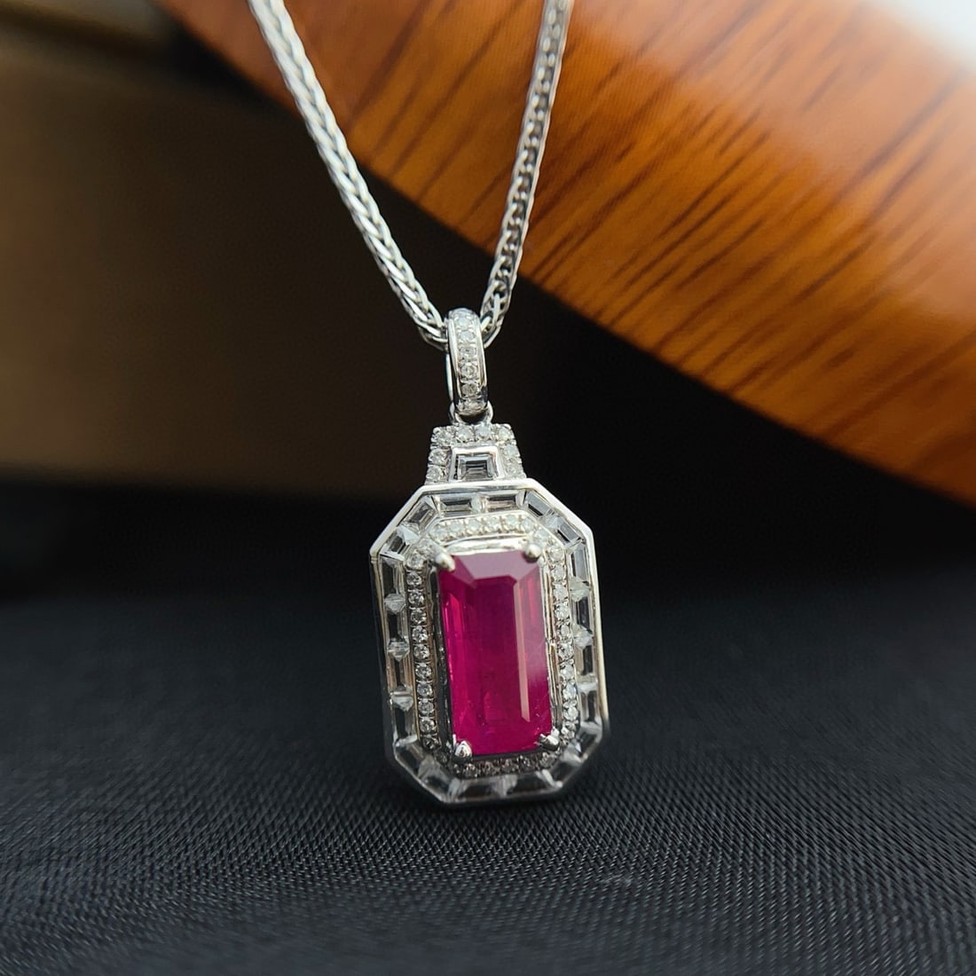 14k Gold 1.45 Ct Natural Ruby & Diamond & Sapphire Pendant( Without Chain ) - 4