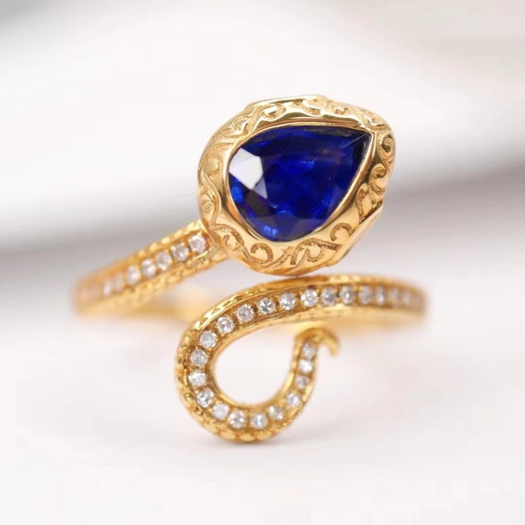 14k Gold 1.28 Ctw Natural Sapphire & Diamond Ring (1 of 6)