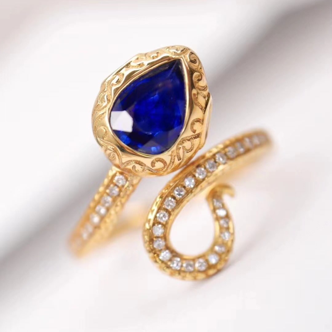 14k Gold 1.28 Ctw Natural Sapphire & Diamond Ring - 2