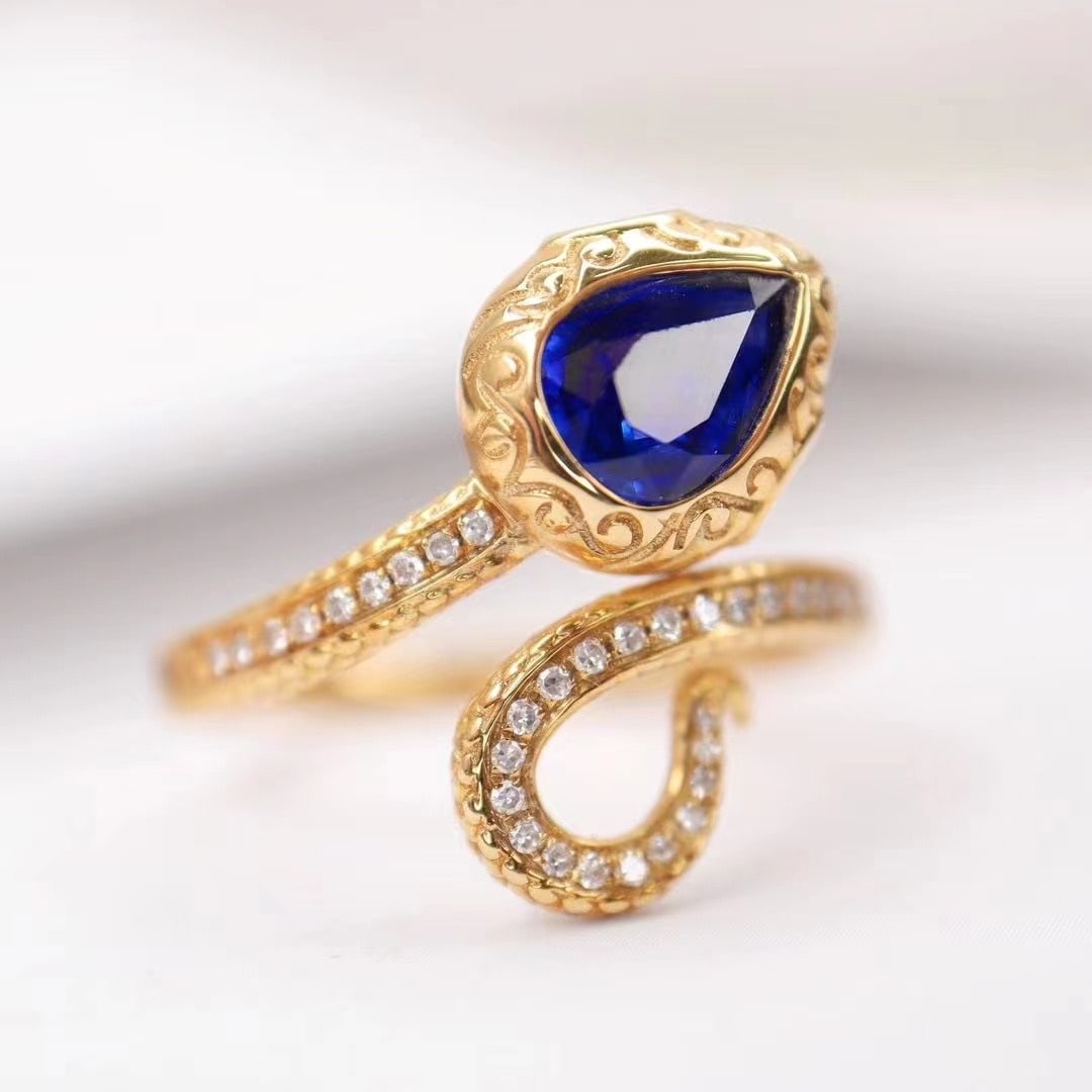 14k Gold 1.28 Ctw Natural Sapphire & Diamond Ring - 3