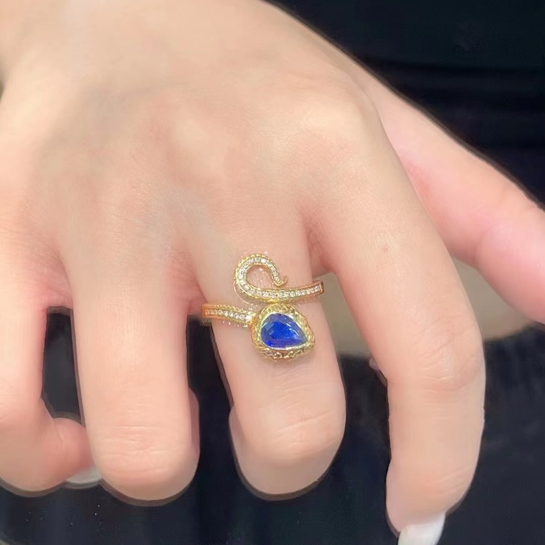 14k Gold 1.28 Ctw Natural Sapphire & Diamond Ring - 5