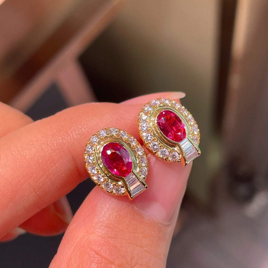 14k Gold 2.09 Ctw Natural Spinel & Diamond Earrings - 2