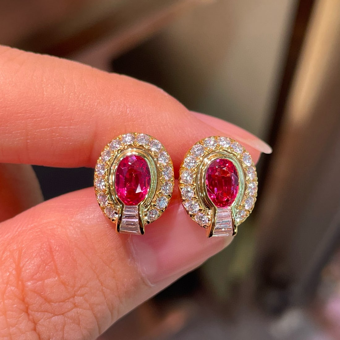 14k Gold 2.09 Ctw Natural Spinel & Diamond Earrings - 4