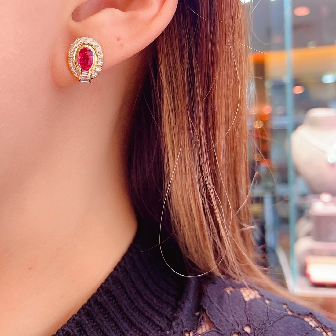 14k Gold 2.09 Ctw Natural Spinel & Diamond Earrings - 5