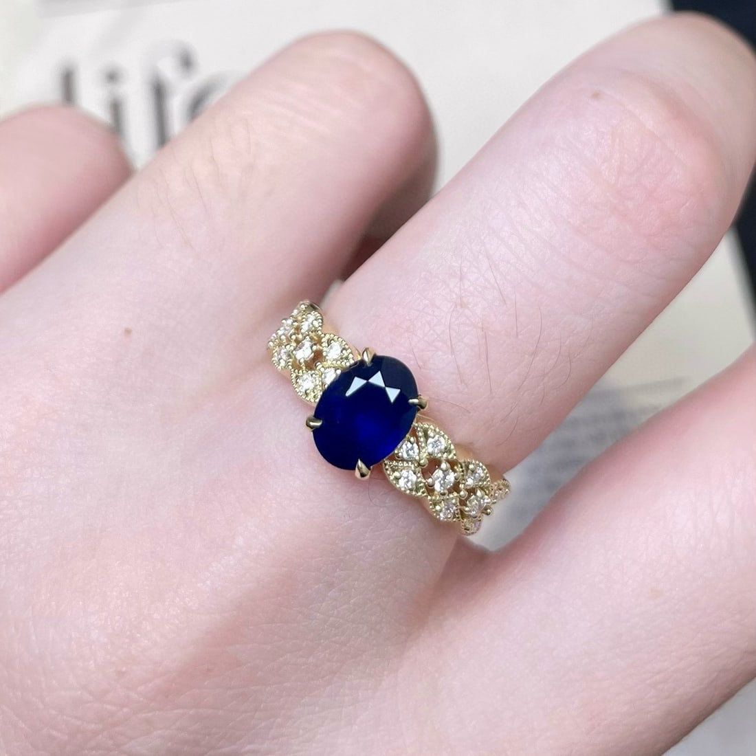 14k Gold 1.68 Ctw Natural Sapphire & Diamond Ring - 2