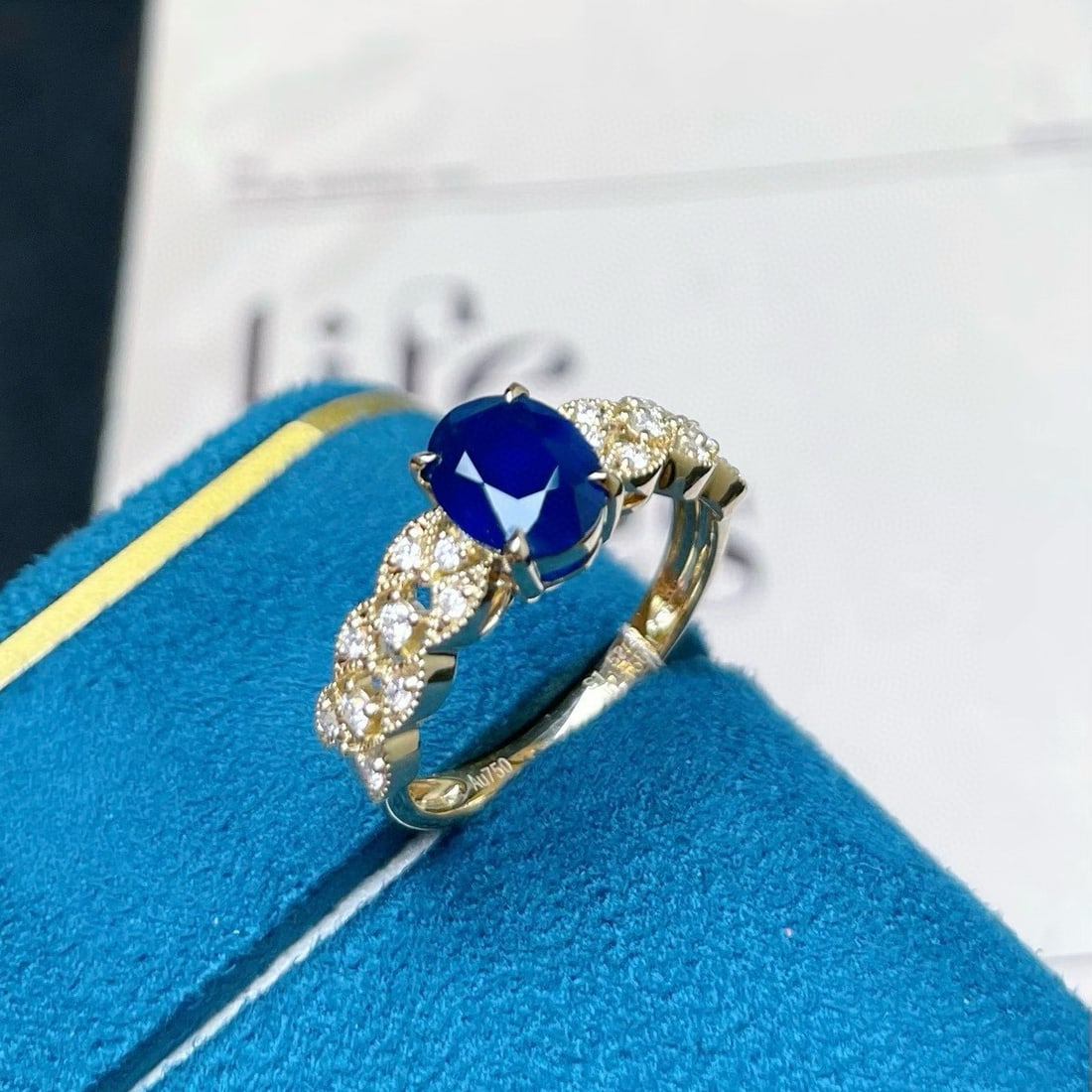 14k Gold 1.68 Ctw Natural Sapphire & Diamond Ring - 4