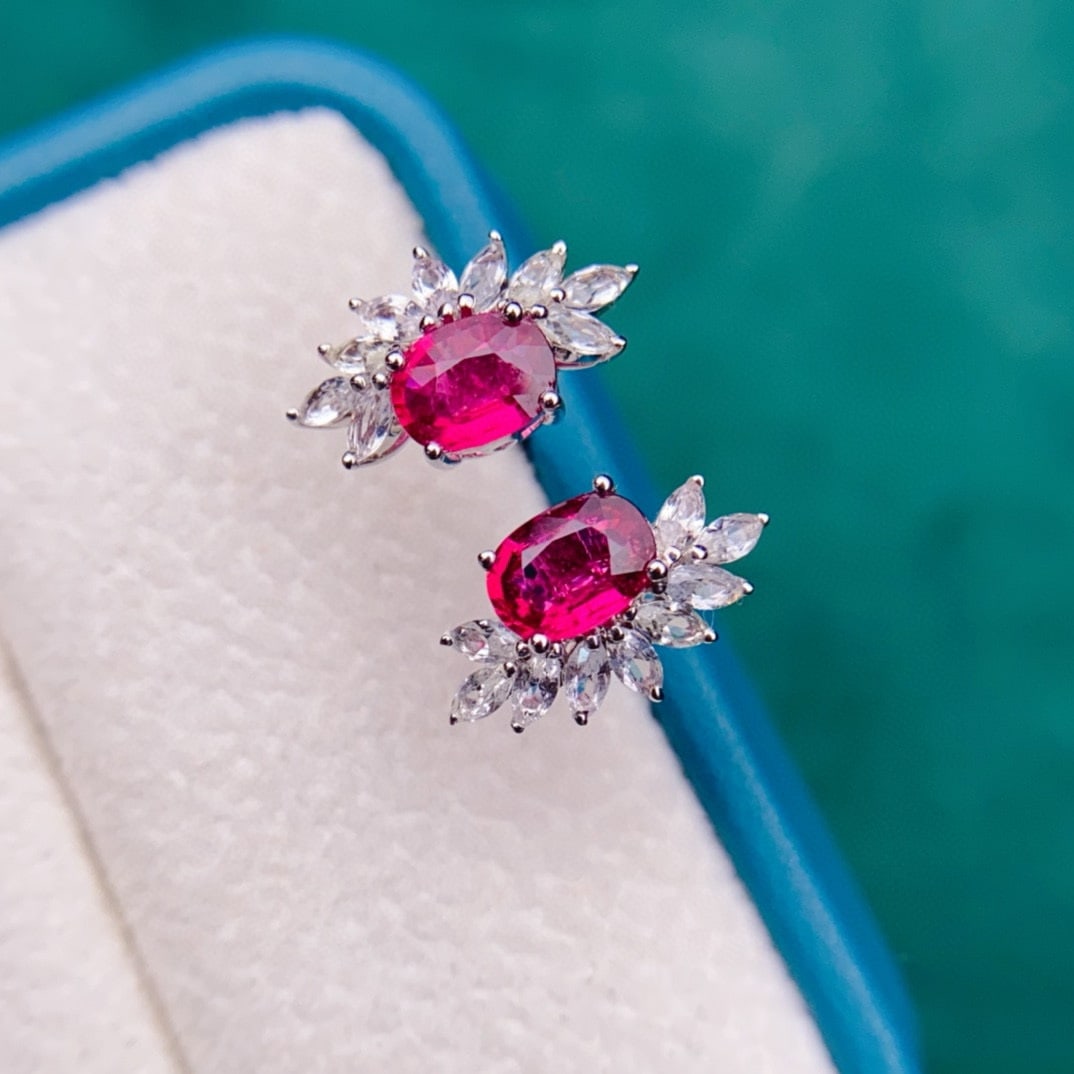 14k Gold 1.61 Ctw Natural Tourmaline & Diamond Earrings - 2