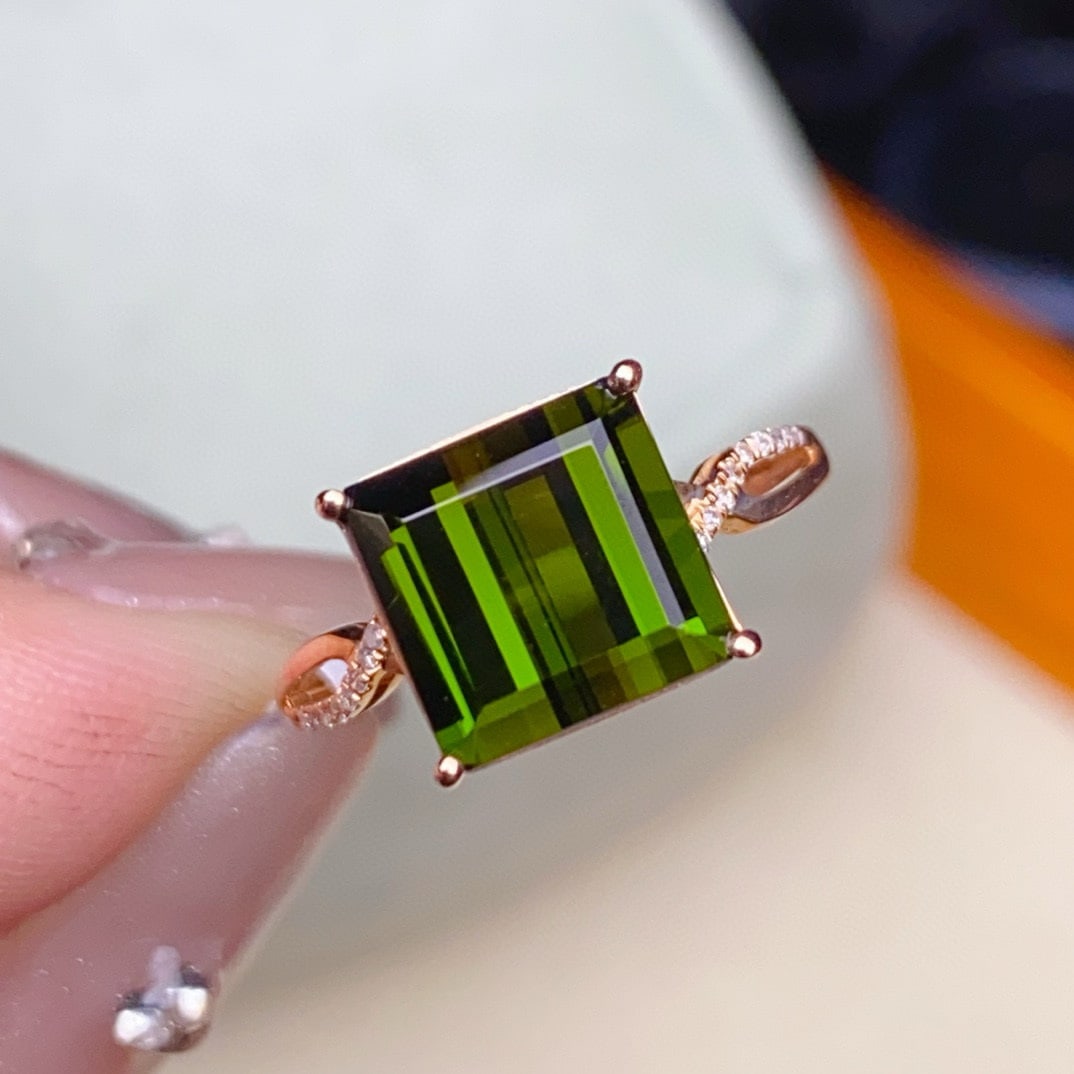 14k Gold 3.60 Ctw Natural Tourmaline & Diamond Ring - 2