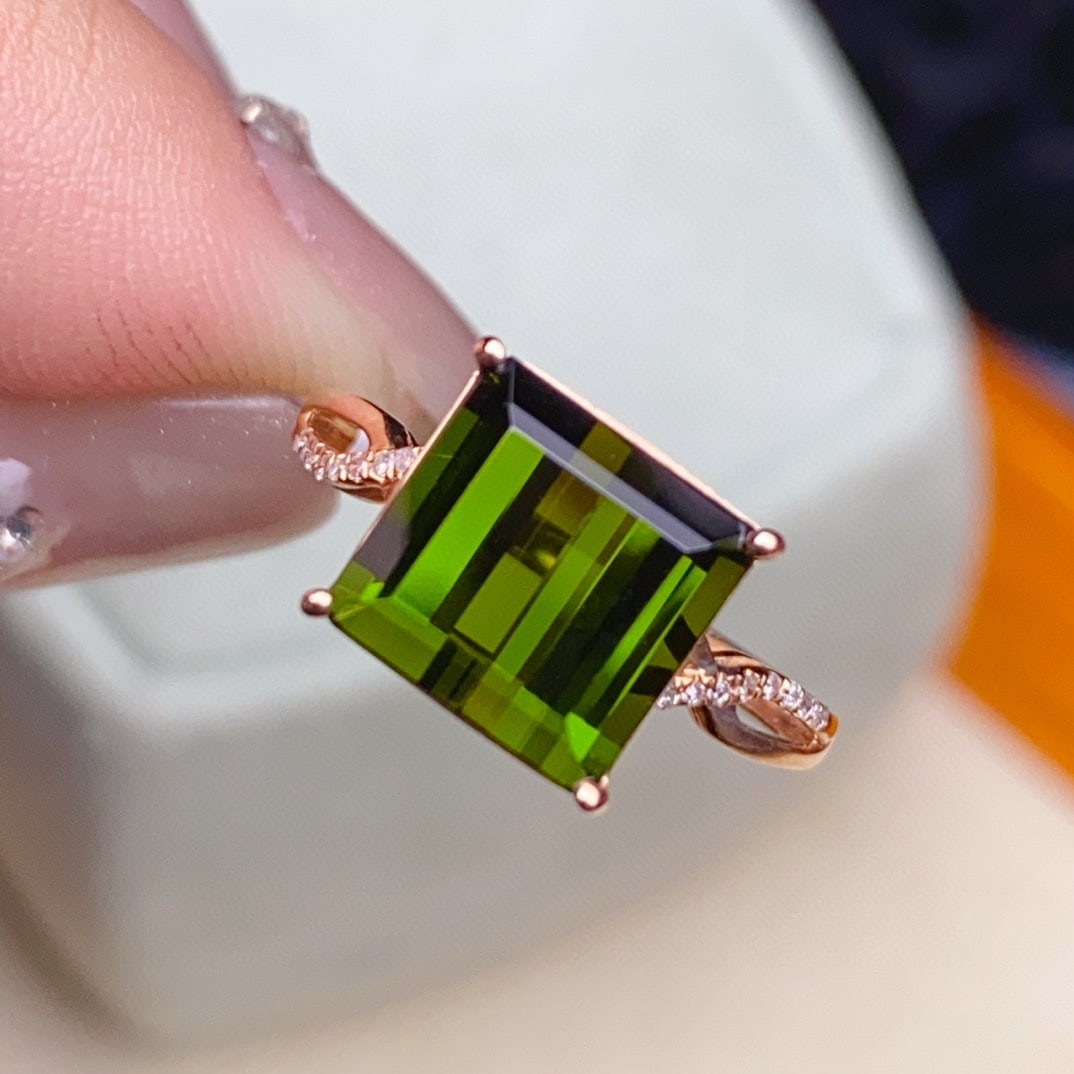 14k Gold 3.60 Ctw Natural Tourmaline & Diamond Ring - 4