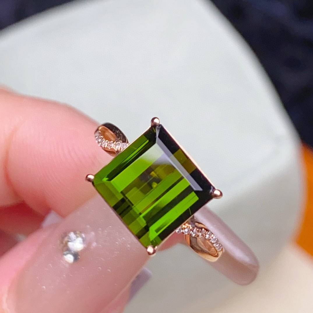 14k Gold 3.60 Ctw Natural Tourmaline & Diamond Ring - 5