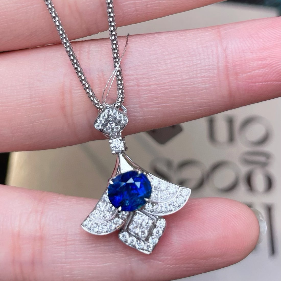 14k Gold 1.61 Ctw Natural Sapphire & Diamond Pendant( Without Chain ) - 4