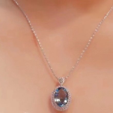 14k Gold 5.37 Ctw Natural Aquamarine & Diamond Ring/pendant( Without Chain ) - 2