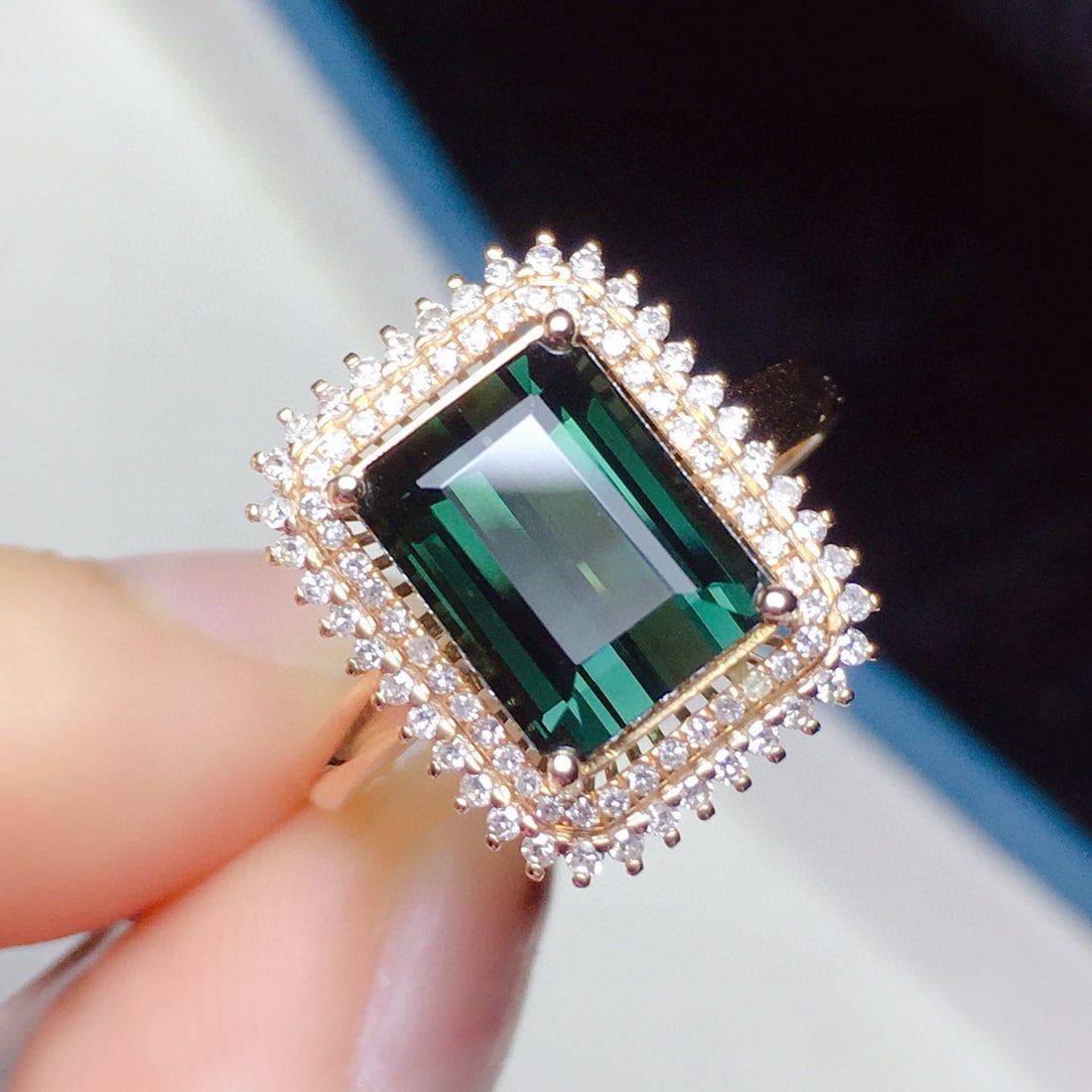 14k Gold 3.55 Ct Natural Tourmaline & Diamond Ring - 2