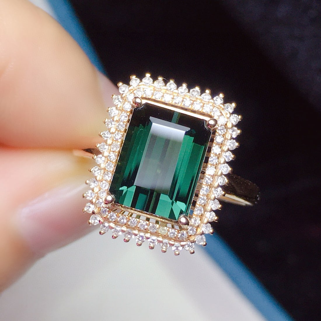 14k Gold 3.55 Ct Natural Tourmaline & Diamond Ring - 3