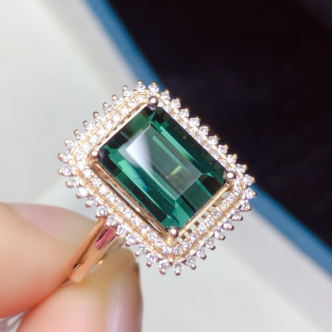 14k Gold 3.55 Ct Natural Tourmaline & Diamond Ring - 4