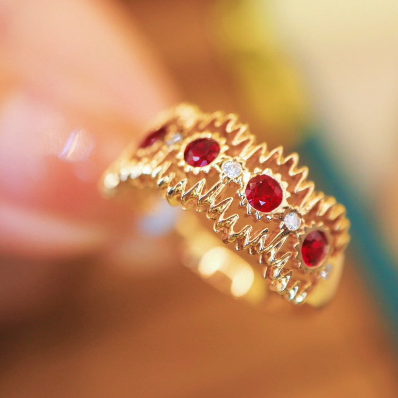 14k Gold 0.56 Ctw Natural Ruby & Diamond Ring - 3