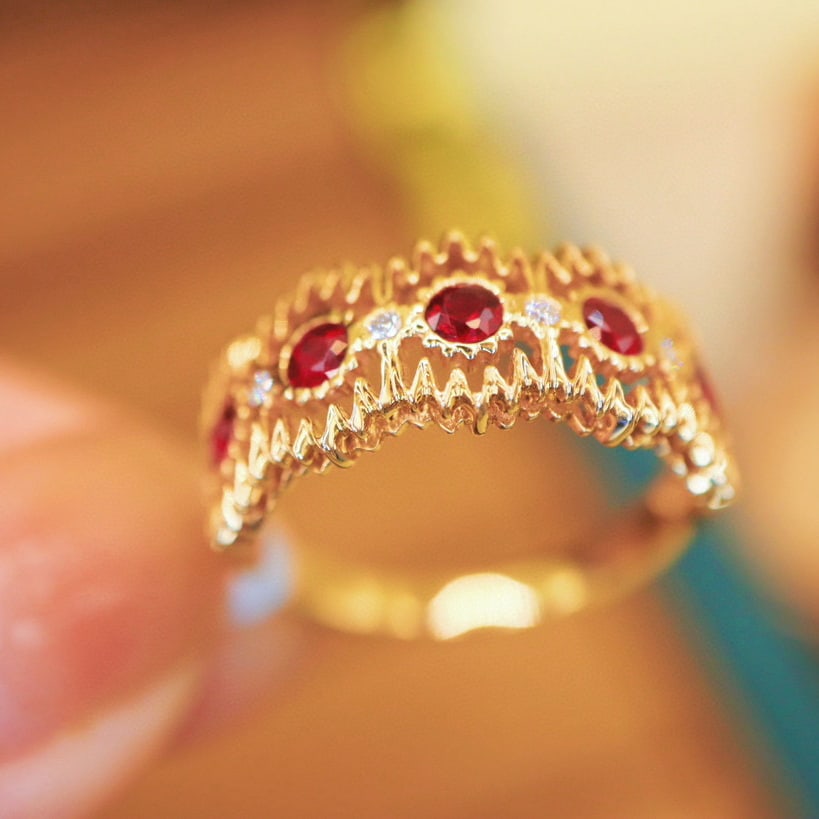 14k Gold 0.56 Ctw Natural Ruby & Diamond Ring - 4