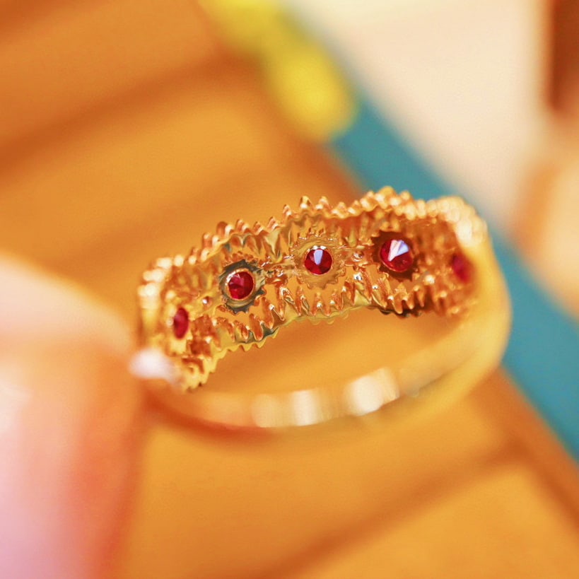 14k Gold 0.56 Ctw Natural Ruby & Diamond Ring - 5