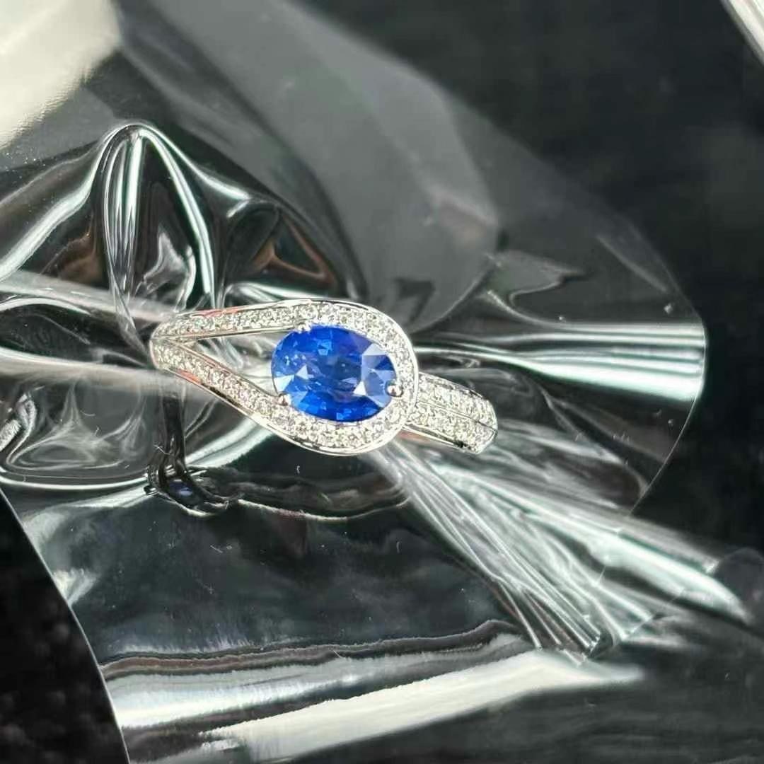 14k Gold 1.06 Ct Natural Sapphire & Diamond Ring - 2