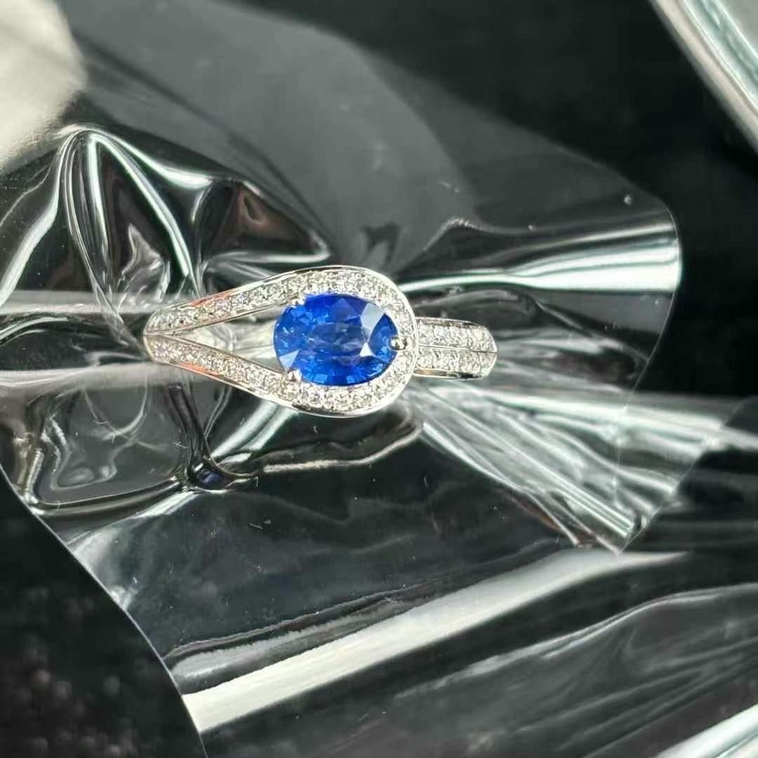 14k Gold 1.06 Ct Natural Sapphire & Diamond Ring - 4