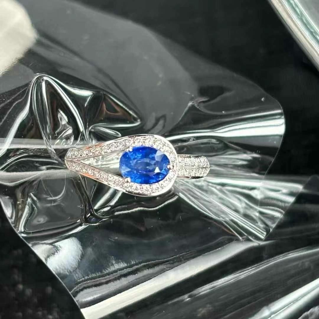 14k Gold 1.06 Ct Natural Sapphire & Diamond Ring - 5