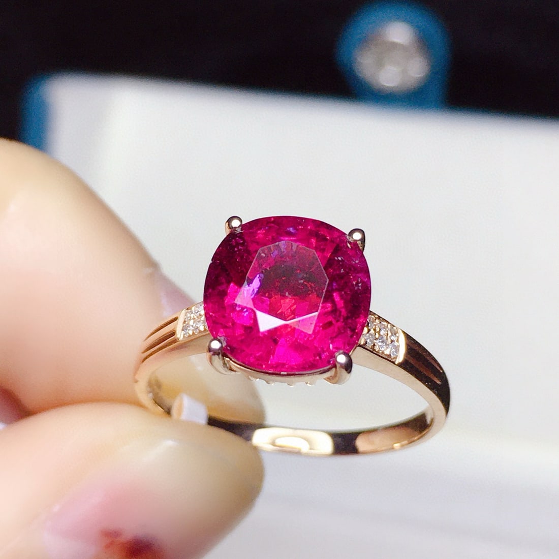 14k Gold 3.1 Ct Natural Tourmaline & Diamond Ring - 5