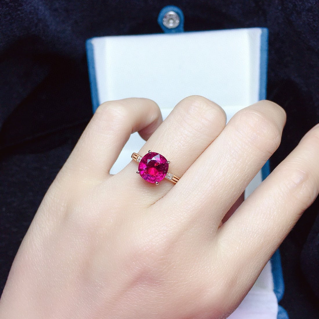 14k Gold 3.1 Ct Natural Tourmaline & Diamond Ring - 6