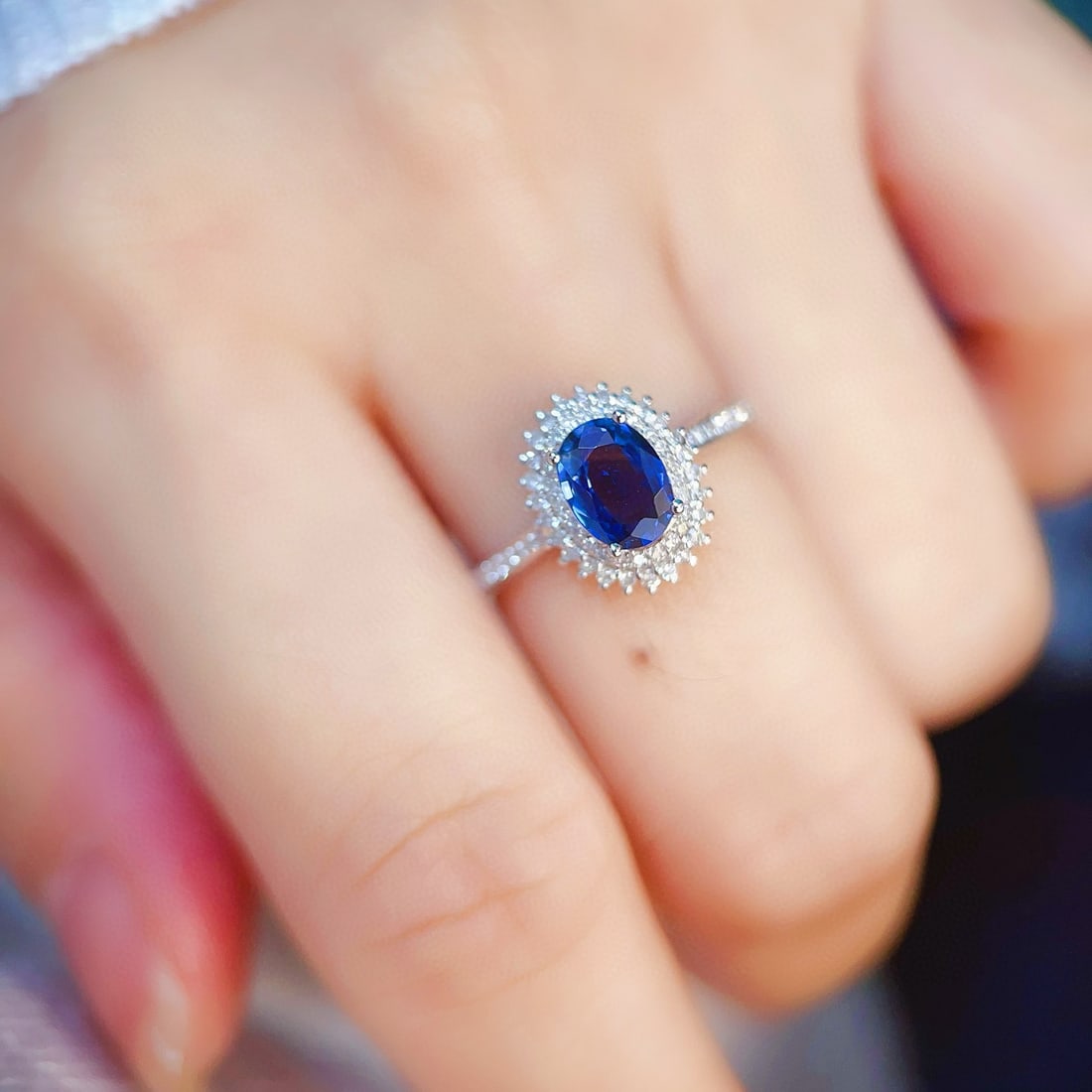 14k Gold 0.88 Ct Natural Sapphire & Diamond Ring - 3