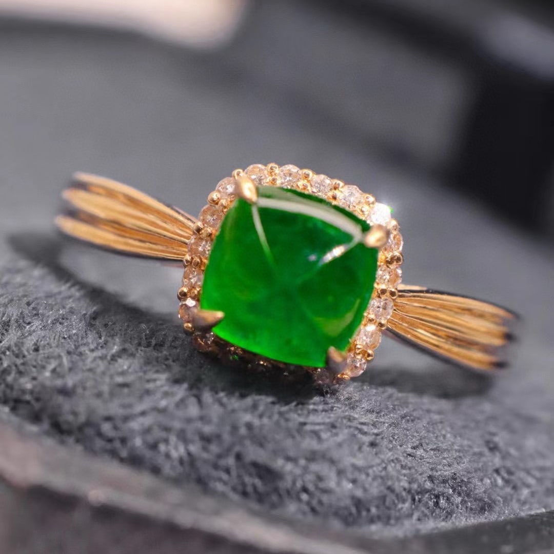 14k Gold 1.45 Ctw Vivid Green Natural Emerald & Diamond Ring - 2