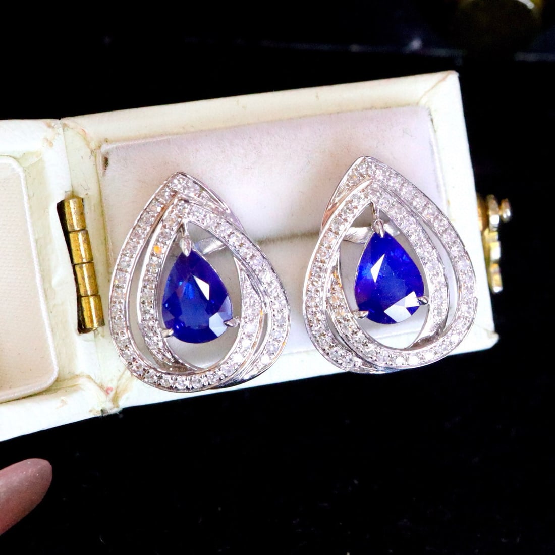 14k Gold 2.24 Ctw Natural Sapphire & Diamond Earrings - 2